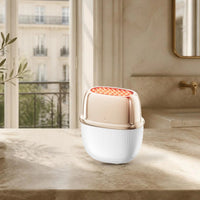Appareil radiofréquence visage ANLAN à tête multipolaire sur le plan de toilette d’une salle de bain parisienne lumineuse